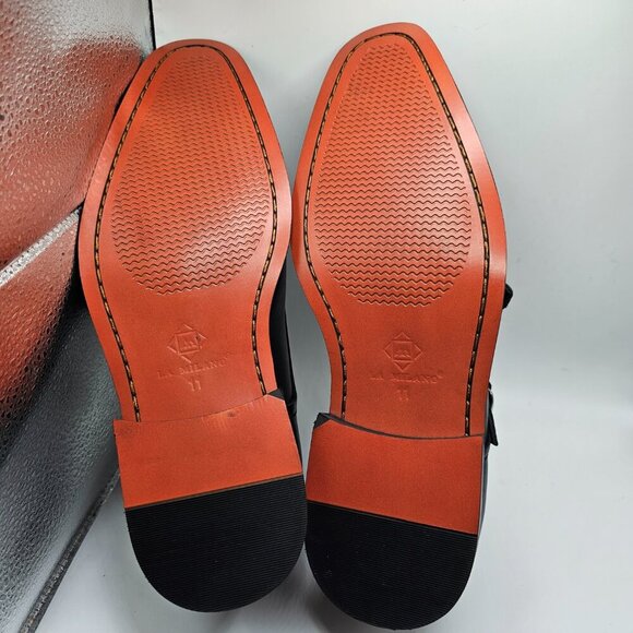 NWOB Men's La Milano Black Leather Plain Toe Double Monk Strap Shoes‎ Size 11 - Picture 4 of 11